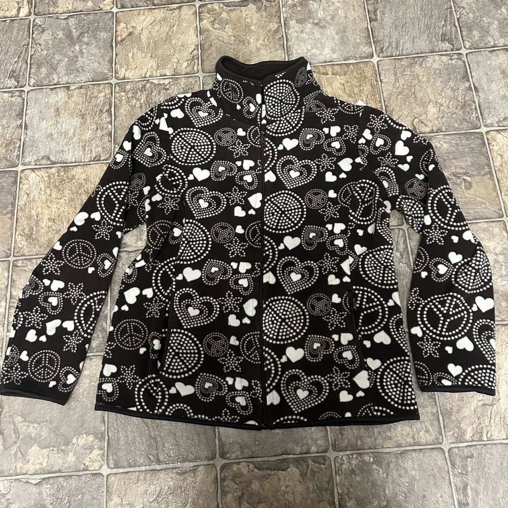 Old Navy Dark Brown and White Patterned Fleece